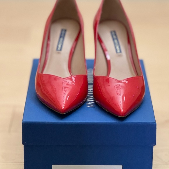 Red Patent Leather Stuart Weitzman Pumps - Picture 4 of 5